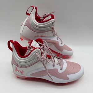 Under Armour UA Command MC Mid Football Cleats White Red Mens Size 10